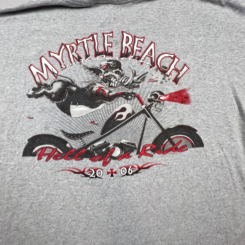 Delta T-Shirt Mens 2XL Gray Myrtle Beach 2006 Hell of a Ride Biker Graphic Tee